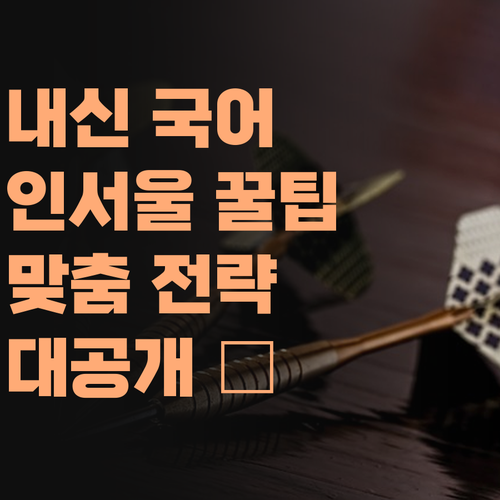 내신 국어 꽉 잡아 인서울 가즈아! 퍼스널멘토 슨생님의 맞춤 전략 대공개! 🔥