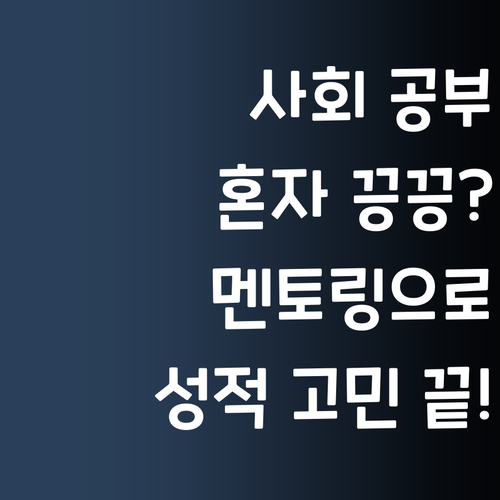 사회 공부, 혼자 끙끙? 퍼스널멘토 멘토링으로 성적 고민 끝!
