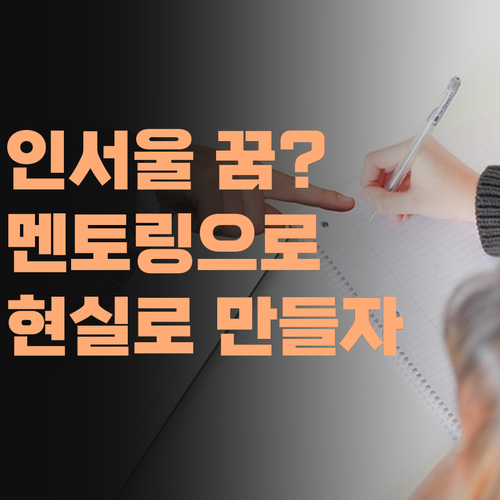 인서울 꿈? 퍼스널멘토 사회 멘토링으로 현실로 만들자! 자신있나..
