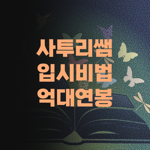 사투리쌤의 입시비법! 퍼스널멘토로 억대 연봉 과외쌤 효과를!