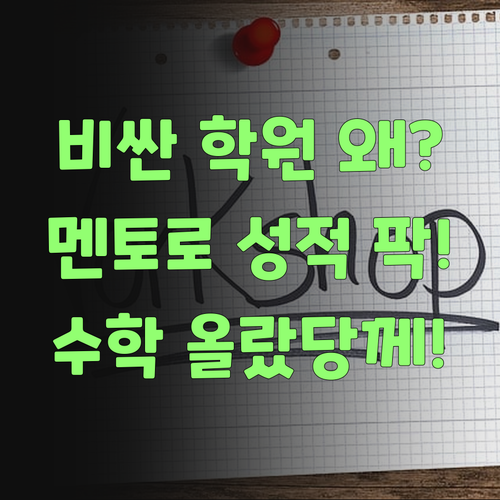 비싼 학원 왜 다녀? 퍼스널멘토로 수학 성적 팍! 올랐당께..