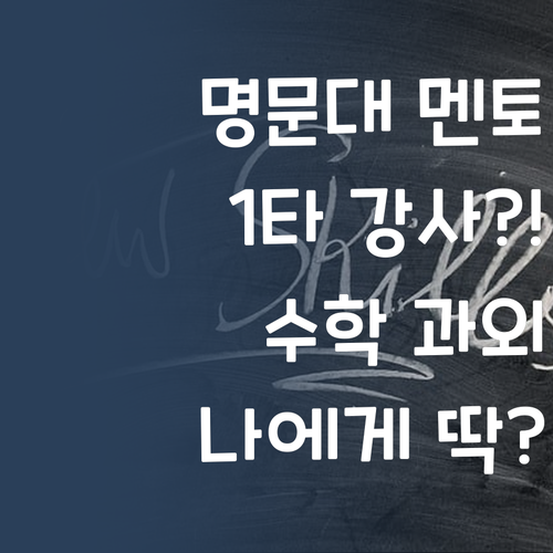 명문대 멘토 vs 1타 강사? 나에게 맞는 수학 과외는 뭘까?