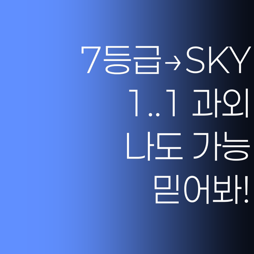 7등급에서 SKY 간 썰 푼다! 퍼스널멘토 1:1 과외, 너도 할 수 있어.. 믿어봐!