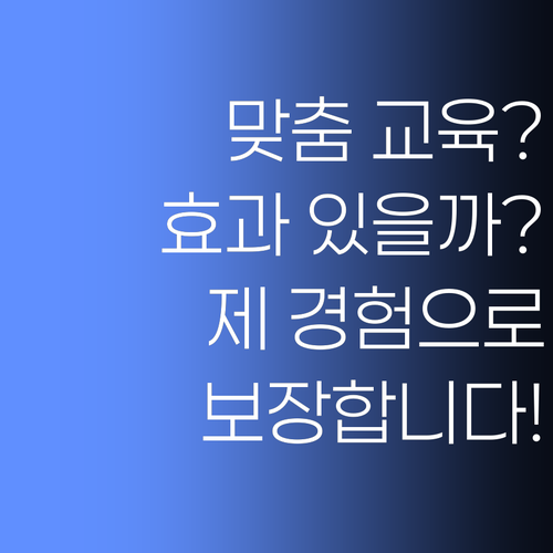 맞춤 교육, 과연 효과 있을까? 제 경험을 걸고 답합니다.. 보장!