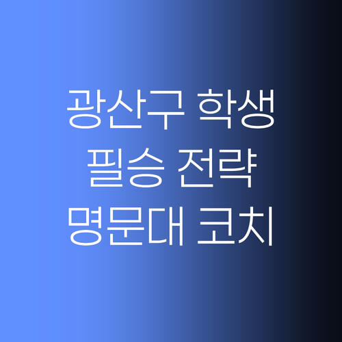 광산구 학생 필승! 명문대 코치의 맞춤 학습 전략 공개!