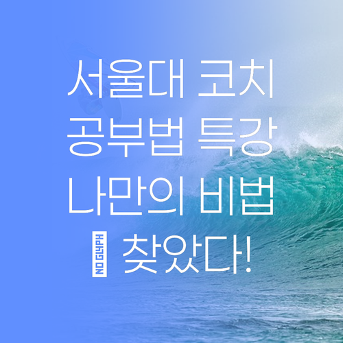 서울대 코치가 콕 집어준다! 😎 너만의 공부법, 찾았다!