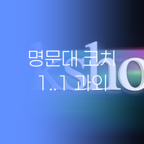 명문대 코치가 말하는 1:1 과외! 장안구 학부모님, 솔깃?